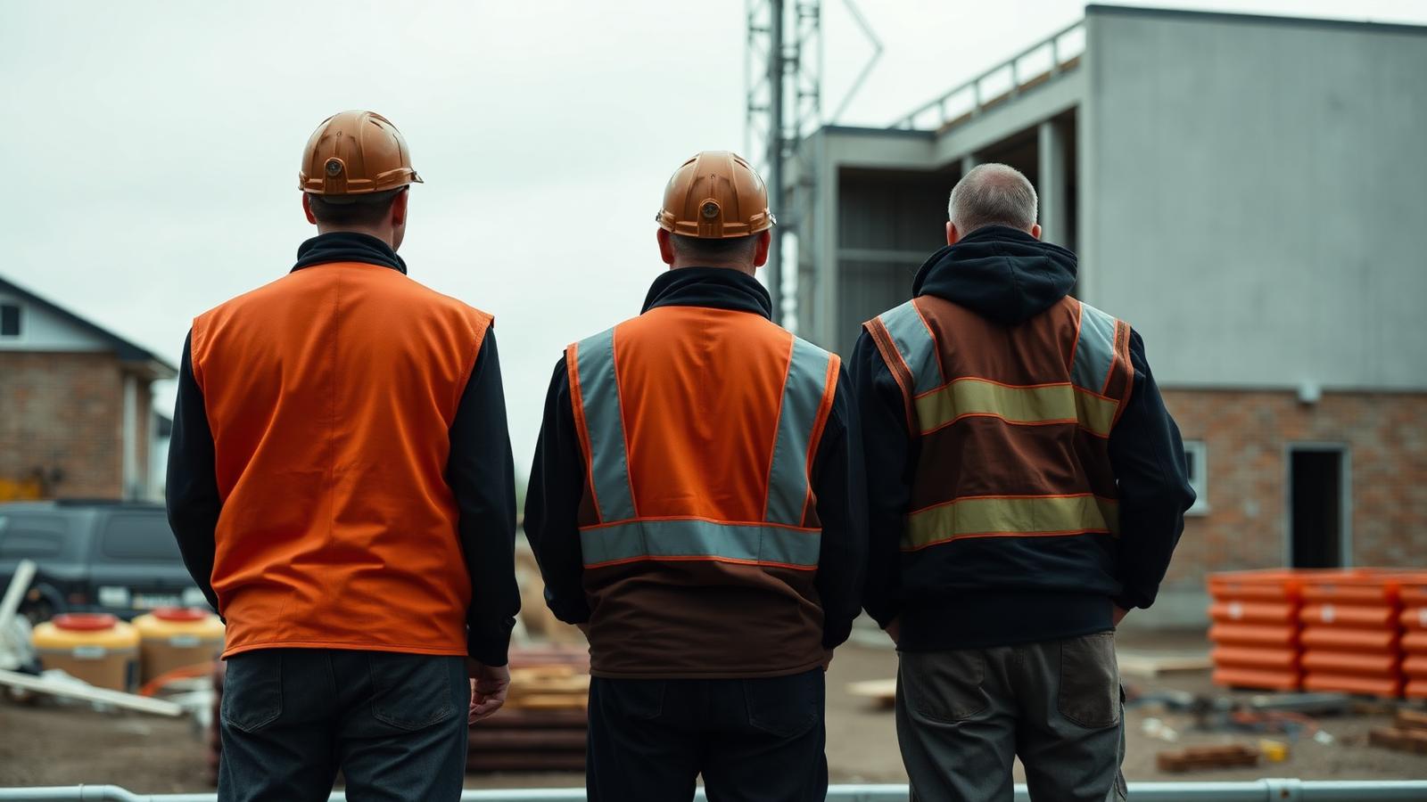 Kleines Handwerkerteam auf einer Baustelle